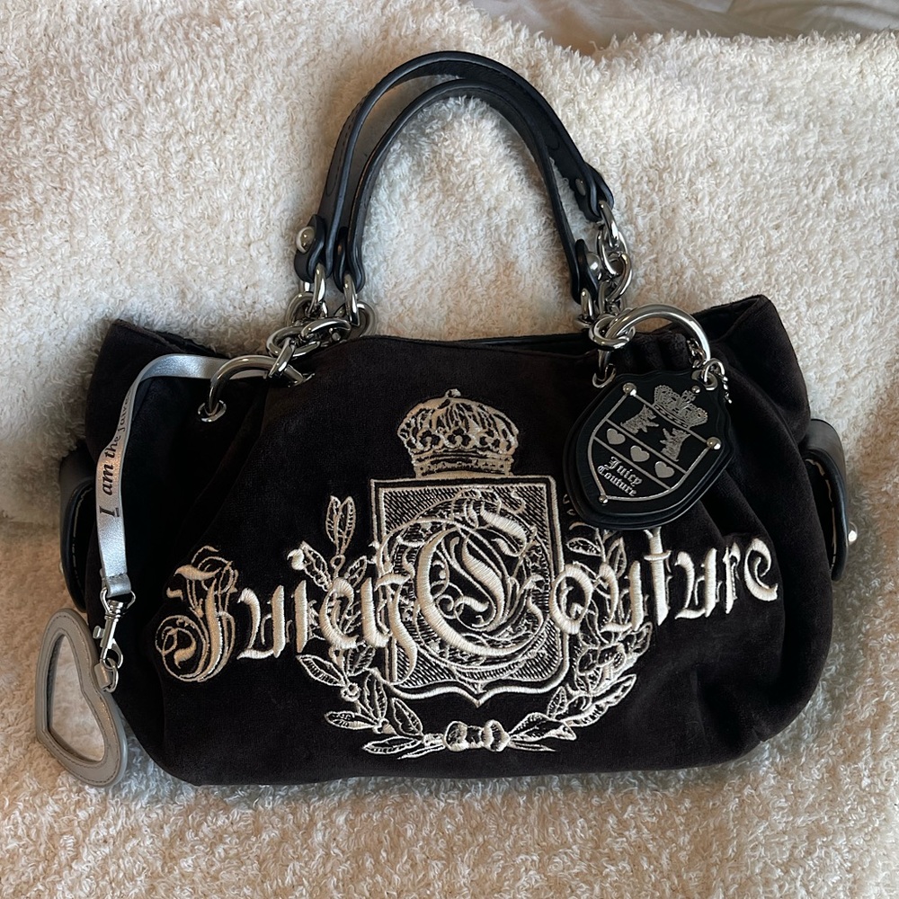 Juicy Couture Baby Fluffy Brown Velour Satchel